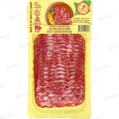 Мясное изделие колбасное сырокопченое Колбаса полусухая "Домашняя из свинины" 80г ООО Иней