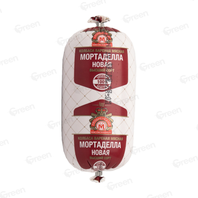 Вареное колбасное изделие мясное высшего сорта колбаса МОРТАДЕЛЛА НОВАЯ, искусственная оболочка, 580 грамм ОАО "Гродненский мясокомбинат" 580  гр