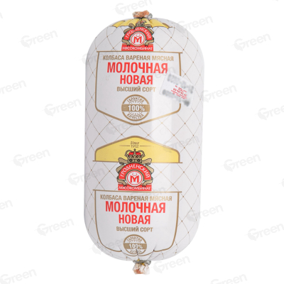 Вареное колбасное изделие мясное высшего сорта колбаса МОЛОЧНАЯ НОВАЯ , искусственная оболочка, 580 грамм ОАО "Гродненский мясокомбинат" 580  гр