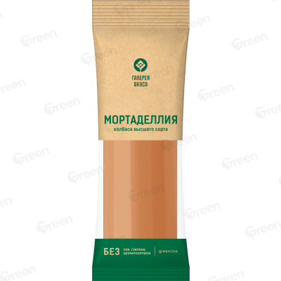 Колбасное изделие вареное из мяса цыплят-бройлеров. Колбаса Мортаделлия высшего сорта охлажденная, пакет, упаковано в модифицированной атмосфере