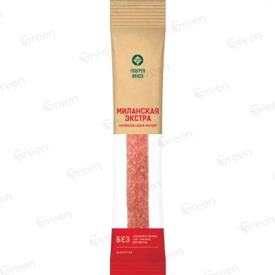 Колбаска сыровяленая из мяса кур Галерея вкуса Миланская экстра сорта экстра салями охлажденная, оболочка искусственная+пакет из пленки полимерной+газовая среда СЗАО "Агрокомбинат "Колос" 180 гр