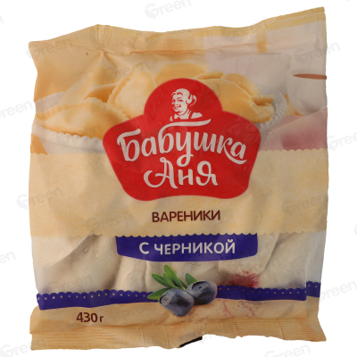 Вареники Бабушка Аня замороженные с черникой, флоу-пак СП "Санта Бремор"ООО Бабушка Аня 430 гр СП "Санта Бремор"ООО Бабушка Аня 430 гр